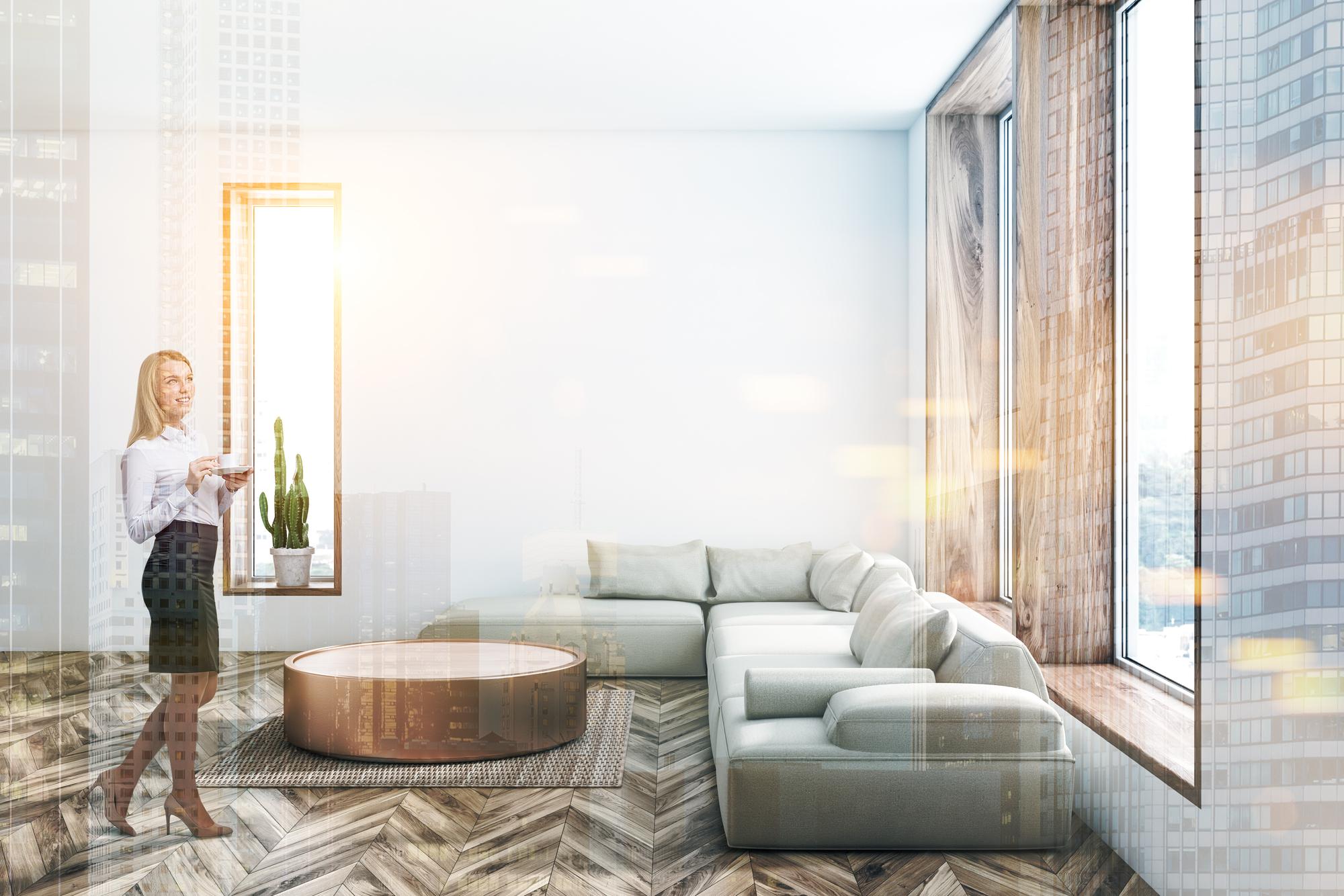 fotografie de prezentare a unui apartament modern, living luminos